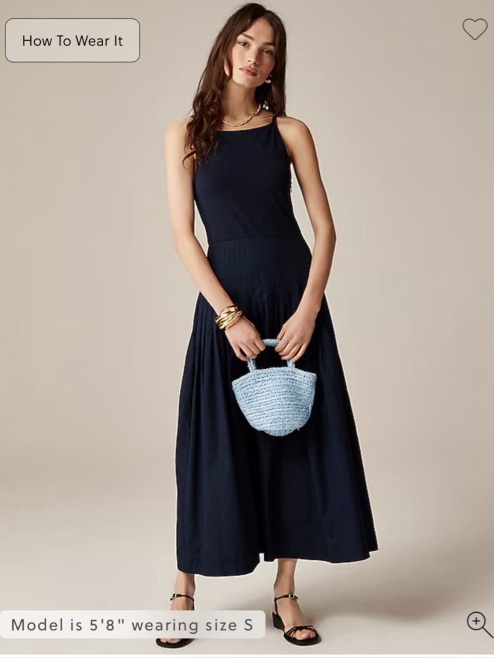 J. Crew Pintuck mixy dress Navy Sleeveless Maxi Skirt Dress